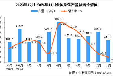 2024年11月全国原盐产量数据统计分析