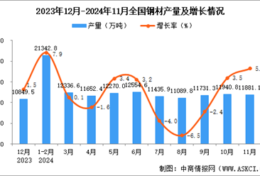 2024年11月全国钢材产量数据统计分析