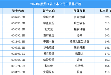 2024年黑龍江省上市公司市值排行榜（附榜單）