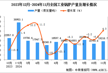 2024年11月全国工业锅炉产量数据统计分析