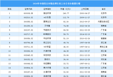 2024年中国综合环境治理行业上市公司市值排行榜（附榜单）