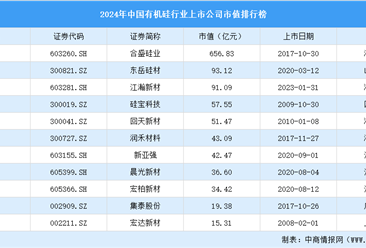 2024年中国有机硅行业上市公司市值排行榜（附榜单）