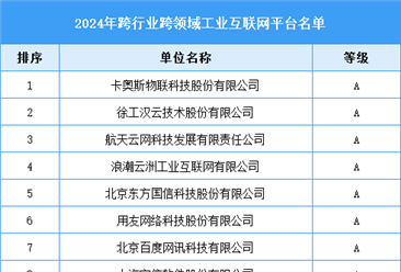 2024年跨行业跨领域工业互联网平台名单（附名单）