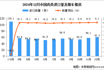 2024年12月中國肉類進口數據統計分析：進口量61.1萬噸