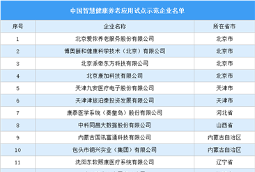 2025年中国智慧健康养老应用试点示范企业名单（图）
