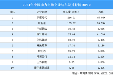 2024年中國動力電池企業(yè)裝車量排行榜TOP10（附榜單）