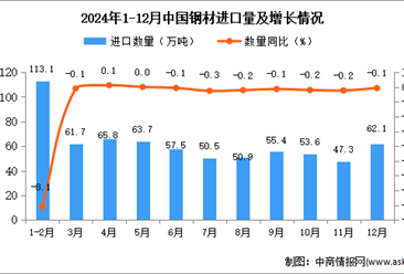 2024年12月中国钢材进口数据统计分析：进口量小幅下降