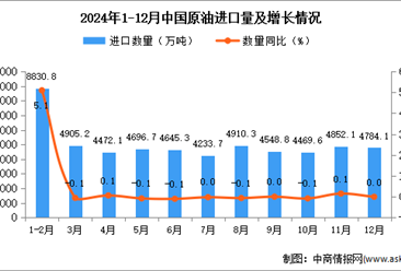 2024年12月中國原油進口數(shù)據(jù)統(tǒng)計分析：進口量4784.1萬噸