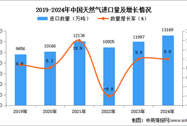 2024年1-12月中国天然气进口数据统计分析：进口量同比增长9.9%