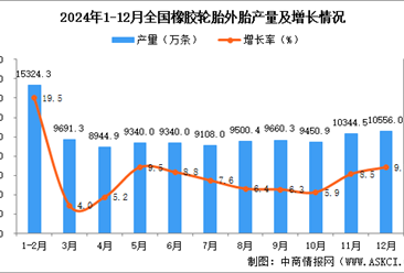 2024年12月全国橡胶轮胎外胎产量数据统计分析