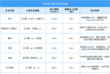 2025年中国重点算力企业分析（图）