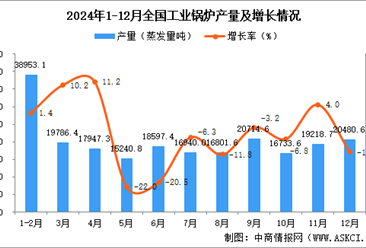 2024年12月全国工业锅炉产量数据统计分析