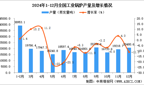 2024年12月全国工业锅炉产量数据统计分析