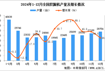 2024年12月全国挖掘机产量数据统计分析