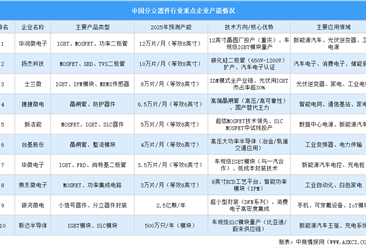 2025年分立器件行業重點企業產能排名（圖）