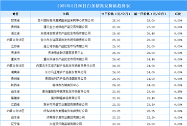 2025年2月21日全国各地最新白条猪价格行情走势分析