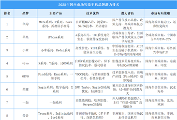 2025年中国市场智能手机品牌潜力排名（图）