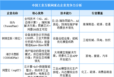 2025年中国工业互联网重点企业竞争力分析（图）