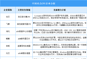 2025年中国CPU企业潜力分析（图）