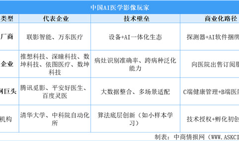 2025年中国AI医学影像主要玩家分析（图）