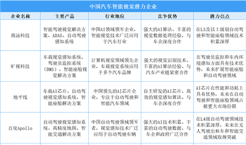 智驾未来：中国汽车智能视觉潜力企业全景扫描（图）