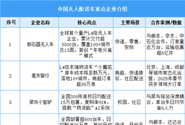 2025年中国无人配送车重点企业布局分析（图）