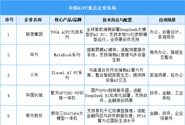 2025年中國(guó)AIPC重點(diǎn)企業(yè)布局分析（圖）