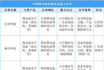 2025年中国锂电池智能装备竞争格局及潜力企业分析（图）