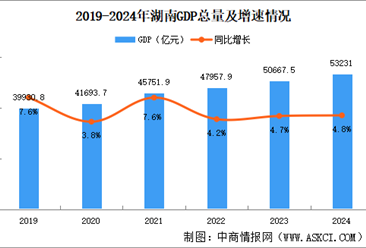 2024年湖南省国民经济和社会发展统计公报：GDP同比增长4.8%（图）