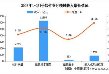 2025年1-2月中国软件业务收入及分领域运行情况分析（图）