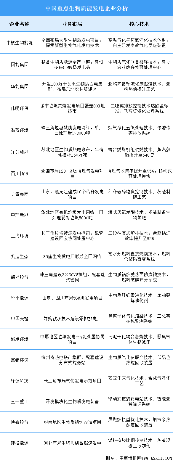 2025年中國(guó)生物質(zhì)能發(fā)電重點(diǎn)企業(yè)業(yè)務(wù)布局預(yù)測(cè)分析（圖）