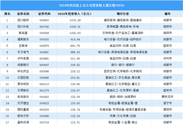 2024年中国四川省上市公司营业收入排行榜（附榜单）