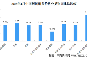 2025年4月居民消费价格CPI同比下降0.1% 食品价格下降0.2%（图）