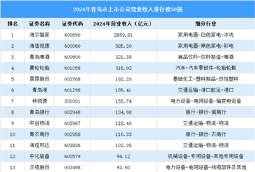 2024年青岛市上市公司营业收入排行榜（附榜单）