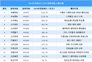 2024年济南市上市公司营业收入排行榜（附榜单）