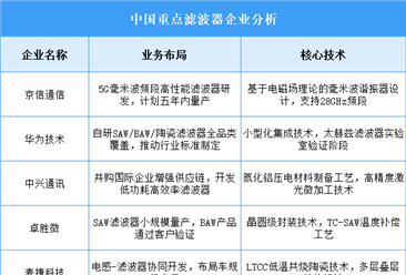 2025年中国滤波器重点企业业务布局预测分析（图）