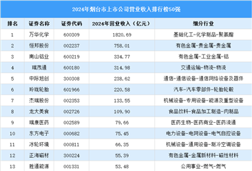 2024年烟台市上市公司营业收入排行榜（附榜单）