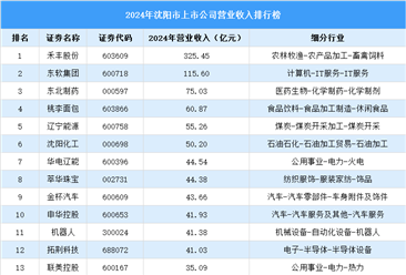 2024年沈阳市上市公司营业收入排行榜（附榜单）