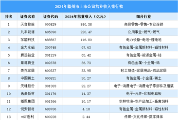 2024年赣州市上市公司营业收入排行榜（附榜单）
