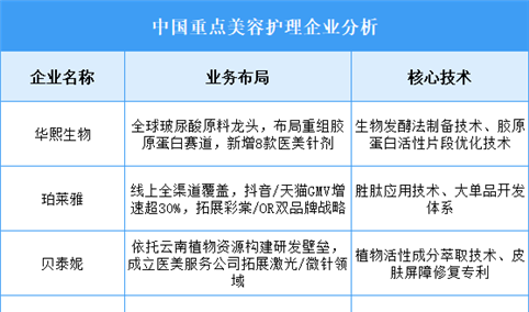 2025年中国美容护理重点企业业务布局预测分析（图）