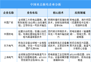 2025年中国核电重点企业业务布局预测分析（图）