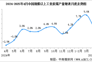 2025年4月中國能源生產(chǎn)情況：規(guī)模以上工業(yè)原煤、原油、電力生產(chǎn)增速回落，天然氣生產(chǎn)增速加快