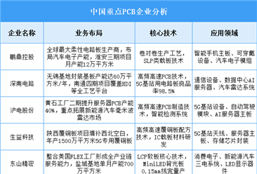 2025年中國PCB重點(diǎn)企業(yè)業(yè)務(wù)布局預(yù)測分析（圖）