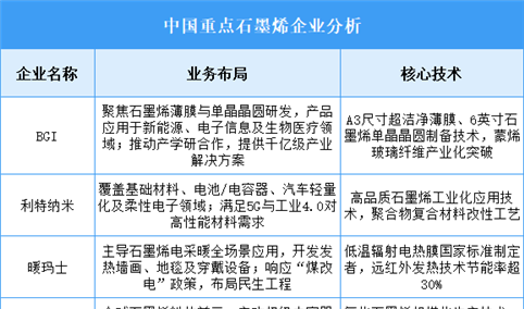 2025年中国石墨烯重点企业业务布局预测分析（图）
