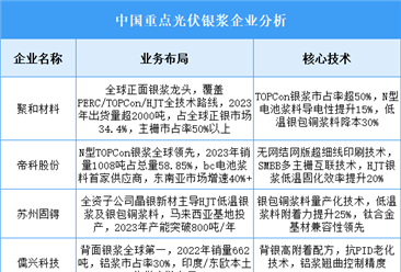 2025年中國光伏銀漿重點企業業務布局預測分析（圖）