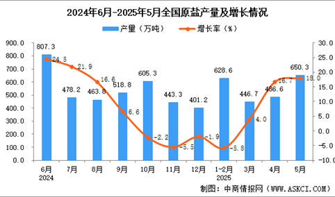 2025年5月全国原盐产量数据统计分析