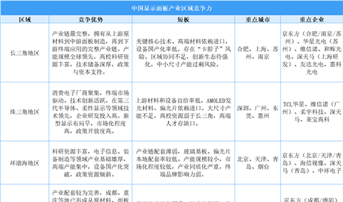 2025年中国显示面板产业区域竞争力分析（图）