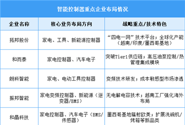 2025年智能控制器市場規(guī)模及企業(yè)布局預(yù)測分析（圖）