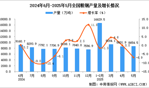 2025年5月全国粗钢产量数据统计分析