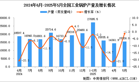 2025年5月全国工业锅炉产量数据统计分析